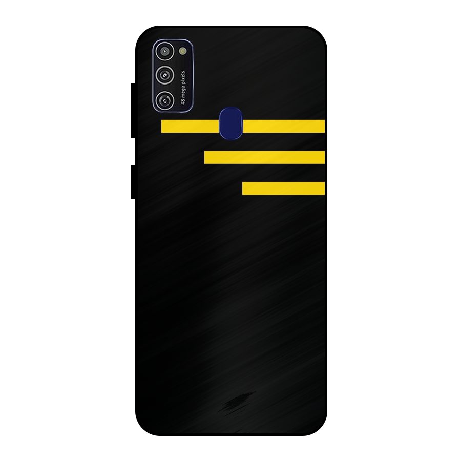 Sports Yellow Stripes Metal Back Case for Galaxy M21