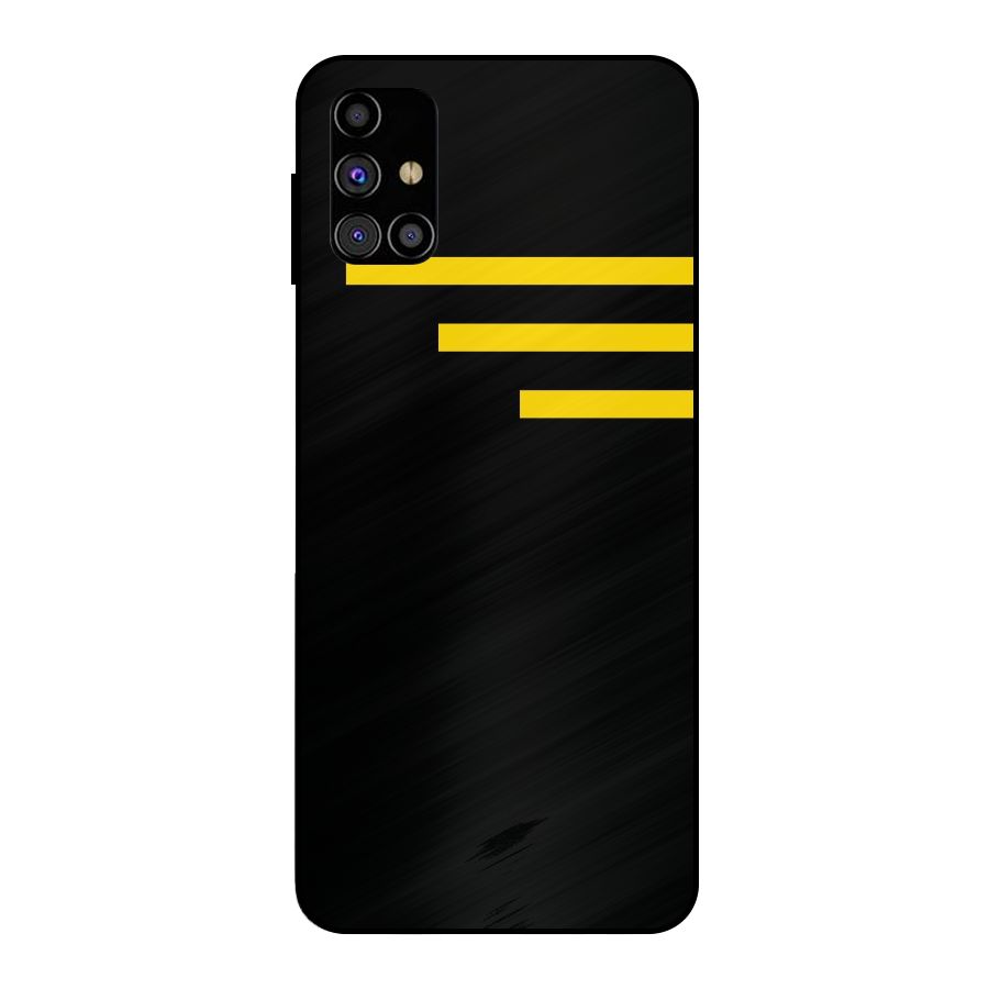 Sports Yellow Stripes Metal Back Case for Galaxy M31s