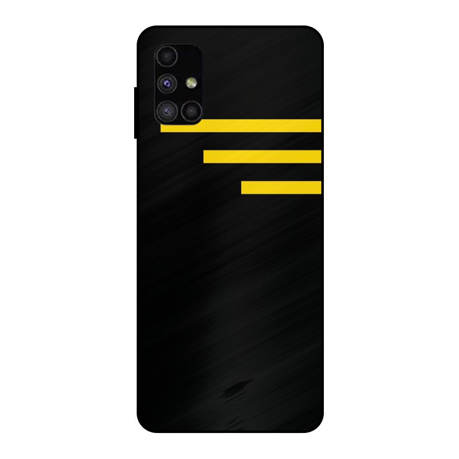 Sports Yellow Stripes Metal Back Case for Galaxy M51