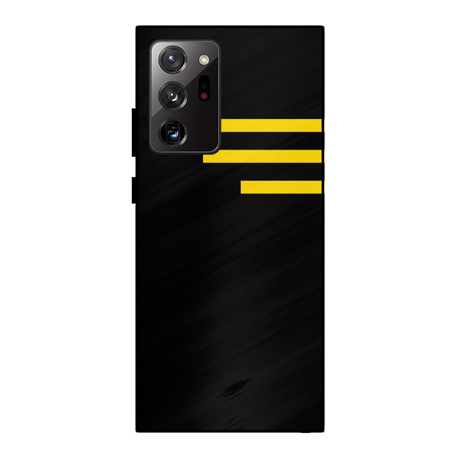 Sports Yellow Stripes Metal Back Case for Galaxy Note 20 Ultra