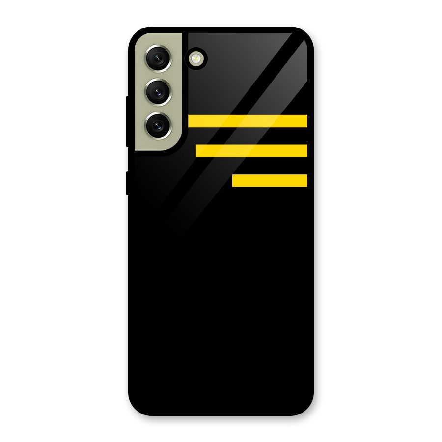 Sports Yellow Stripes Metal Back Case for Galaxy S21 FE 5G (2023)
