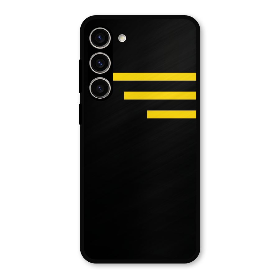 Sports Yellow Stripes Metal Back Case for Galaxy S23 Plus