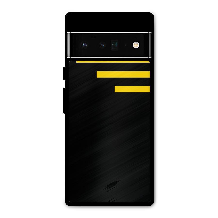 Sports Yellow Stripes Metal Back Case for Google Pixel 6 Pro