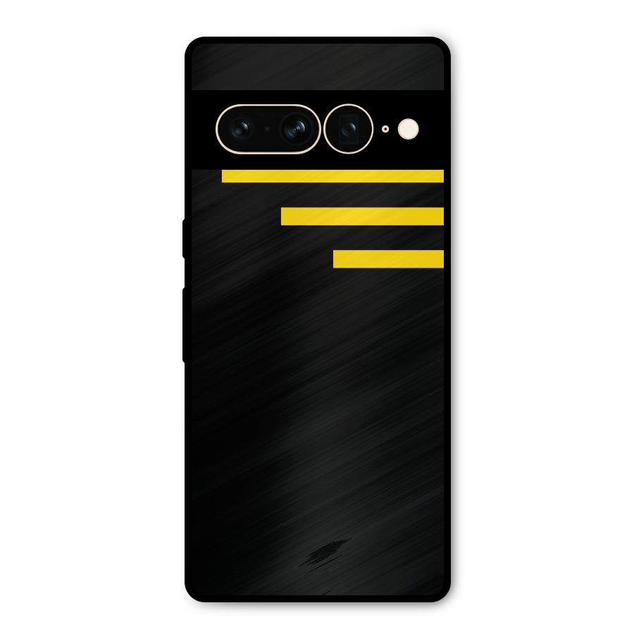 Sports Yellow Stripes Metal Back Case for Google Pixel 7 Pro