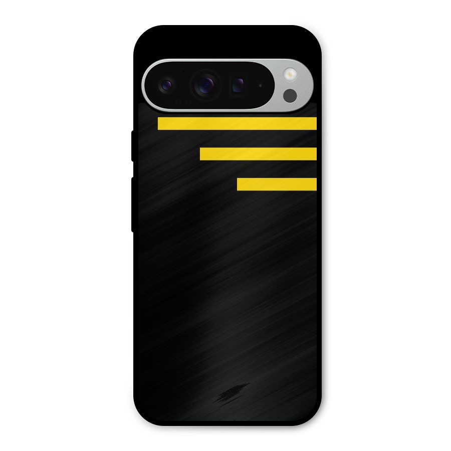 Sports Yellow Stripes Metal Back Case for Google Pixel 9 Pro XL