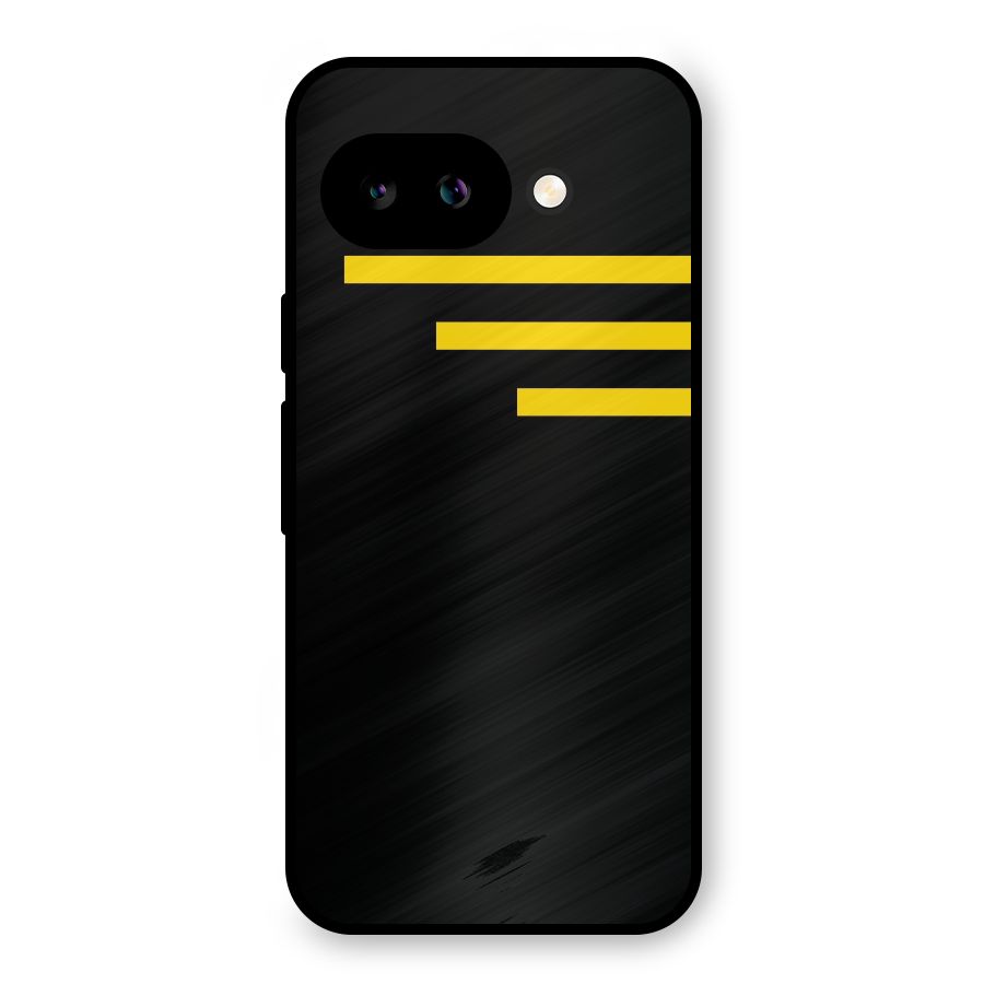 Sports Yellow Stripes Metal Back Case for Google Pixel 9a