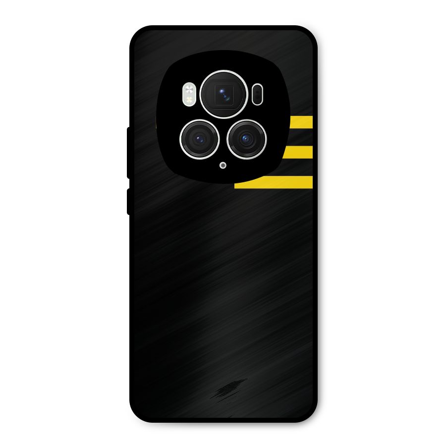 Sports Yellow Stripes Metal Back Case for Honor Magic6 Pro