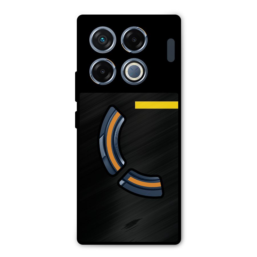 Sports Yellow Stripes Metal Back Case for Infinix GT 20 Pro