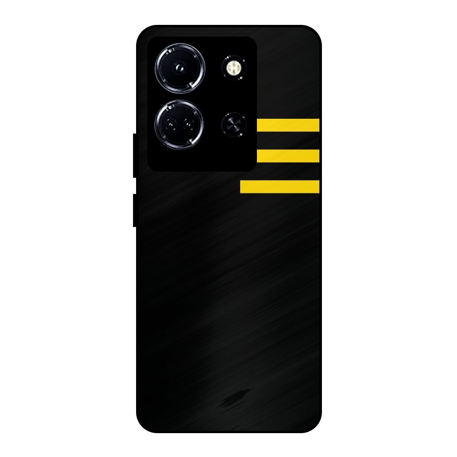 Sports Yellow Stripes Metal Back Case for Infinix Note 30 5G