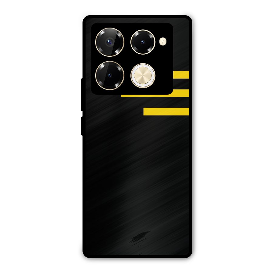 Sports Yellow Stripes Metal Back Case for Infinix Note 40 Pro
