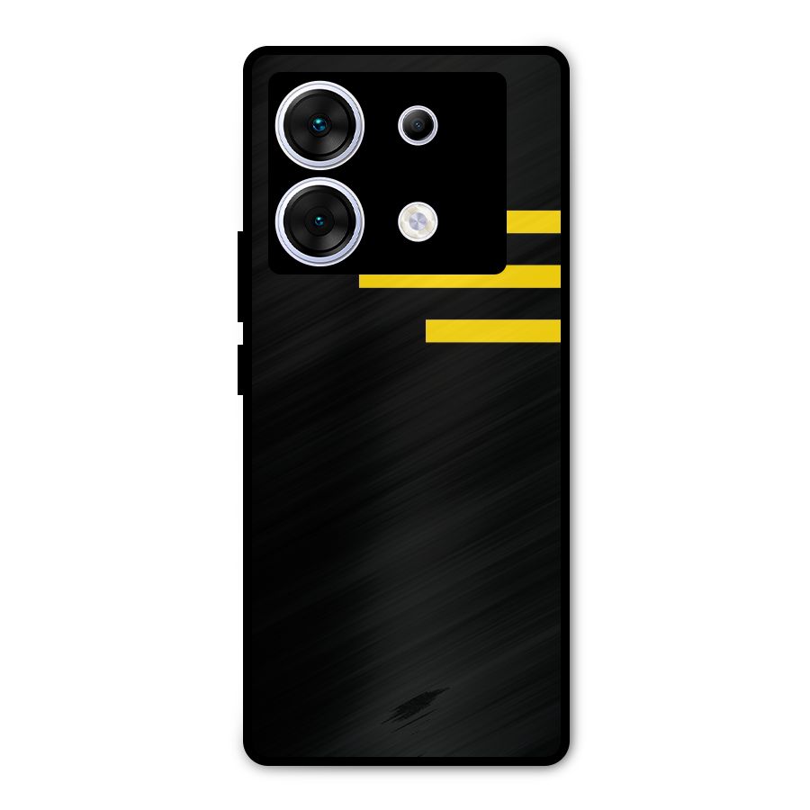 Sports Yellow Stripes Metal Back Case for Infinix Zero 30 5G