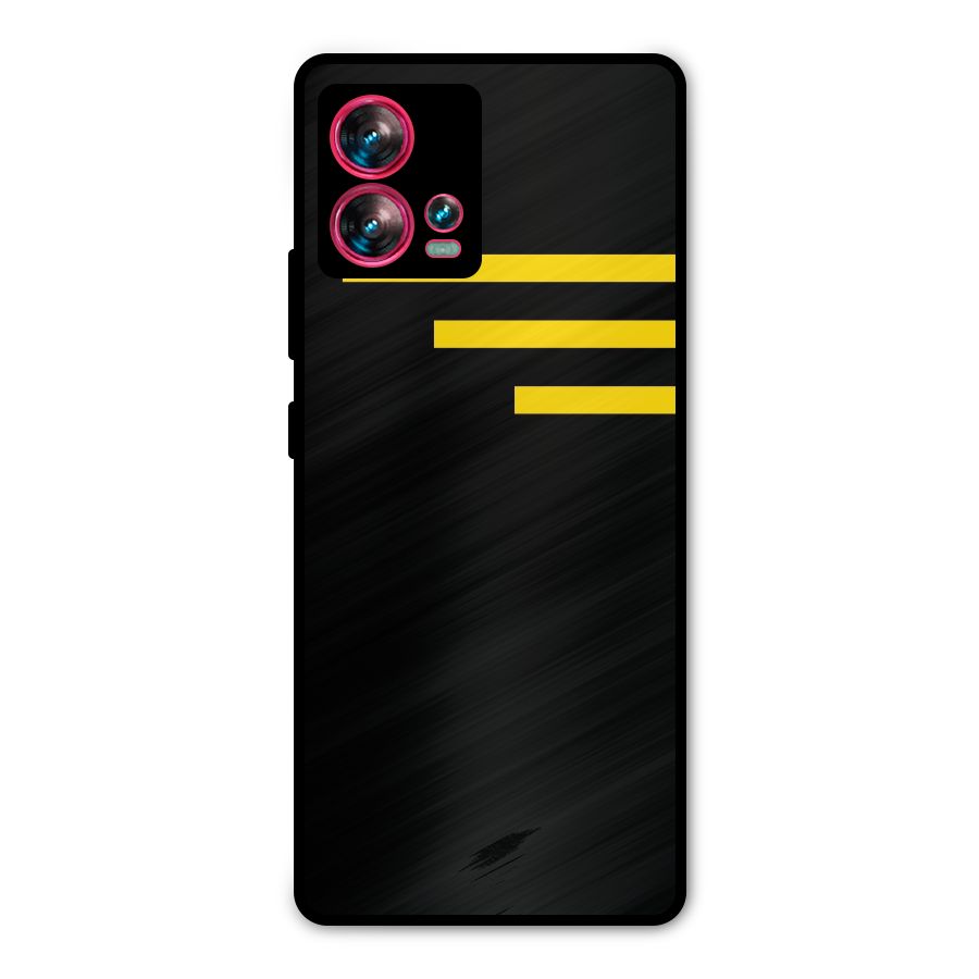 Sports Yellow Stripes Metal Back Case for Motorola Edge 30 Fusion