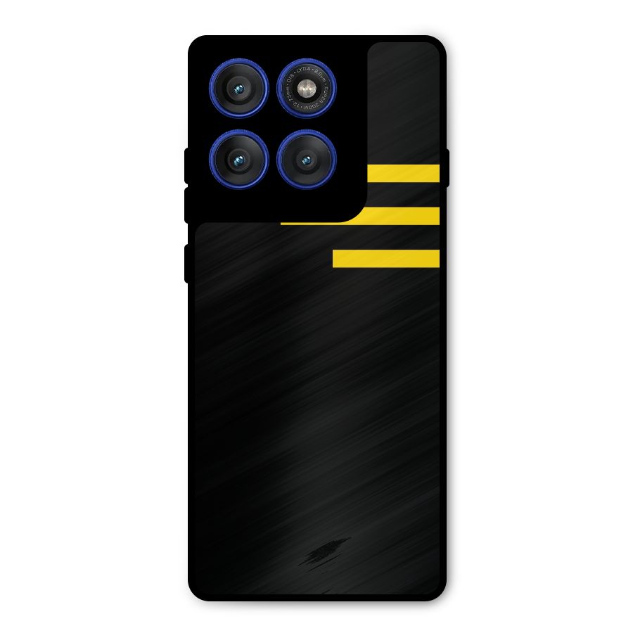 Sports Yellow Stripes Metal Back Case for Motorola Edge 60 Pro