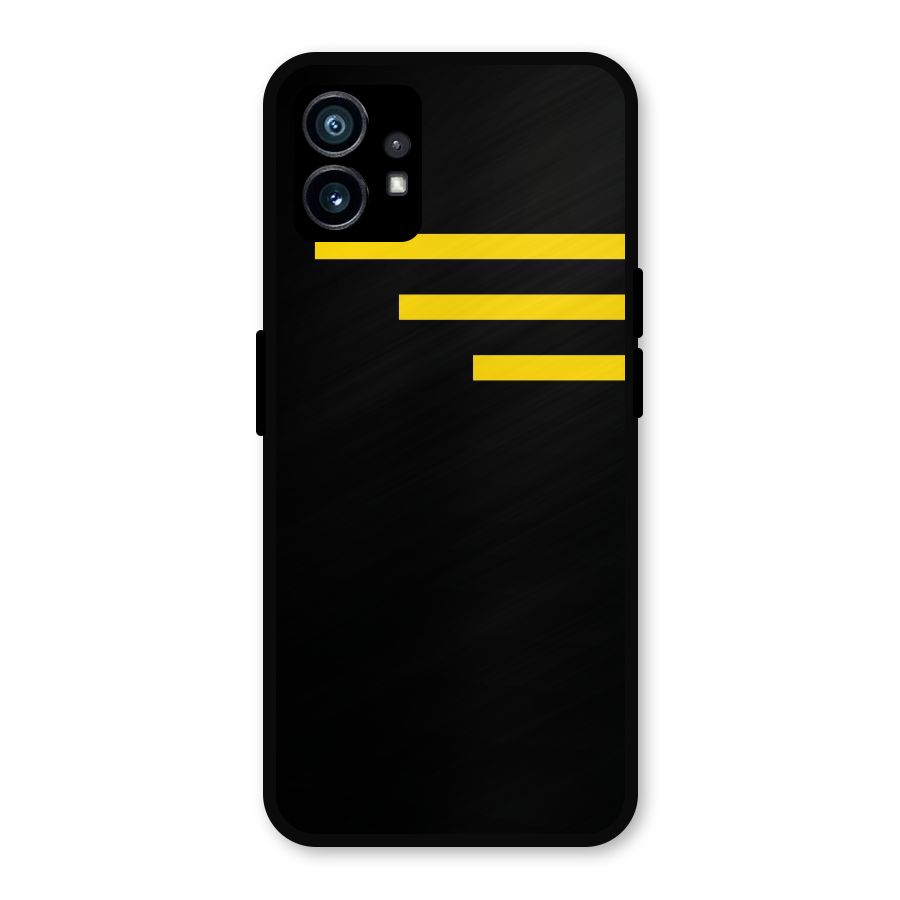 Sports Yellow Stripes Metal Back Case for Nothing Phone 1