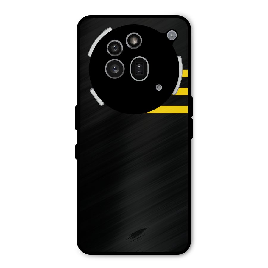 Sports Yellow Stripes Metal Back Case for Nothing Phone 3a Pro