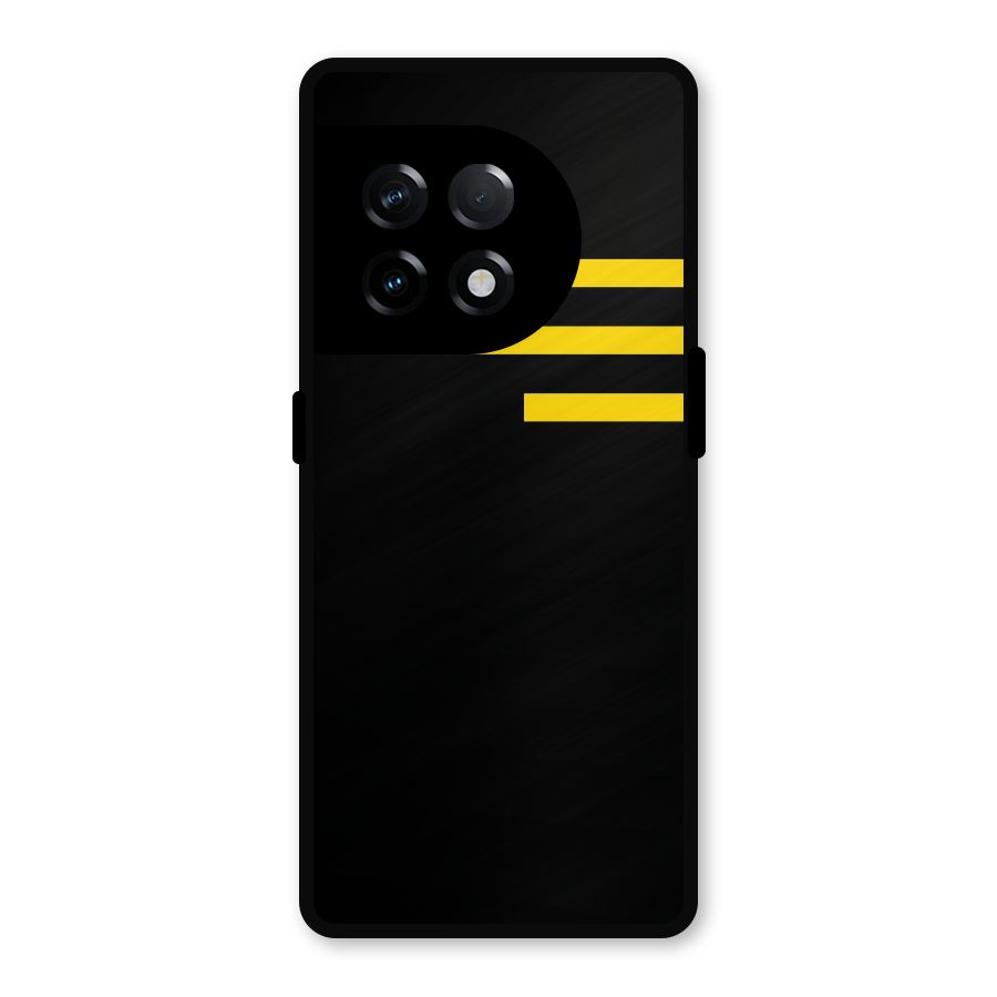 Sports Yellow Stripes Metal Back Case for OnePlus 11R