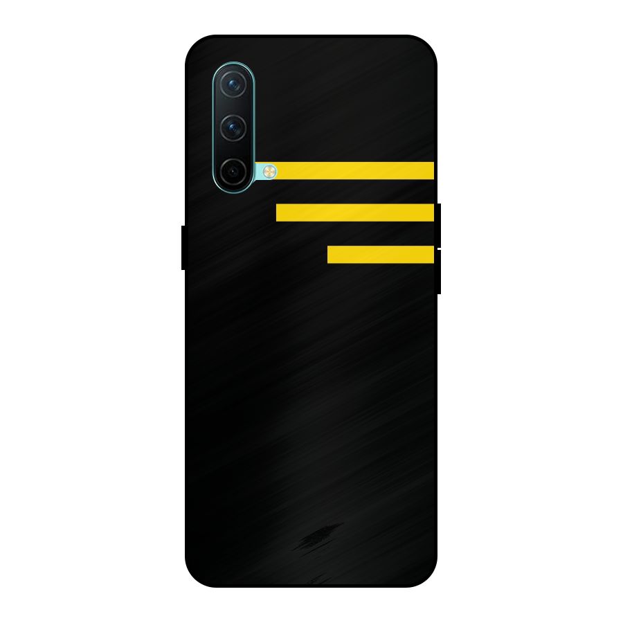 Sports Yellow Stripes Metal Back Case for OnePlus Nord CE 5G