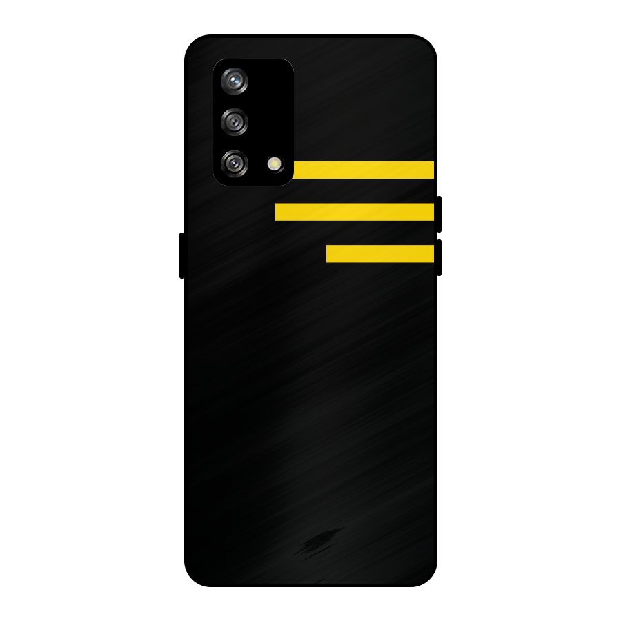 Sports Yellow Stripes Metal Back Case for Oppo F19