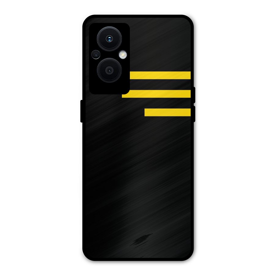 Sports Yellow Stripes Metal Back Case for Oppo F21s Pro 5G