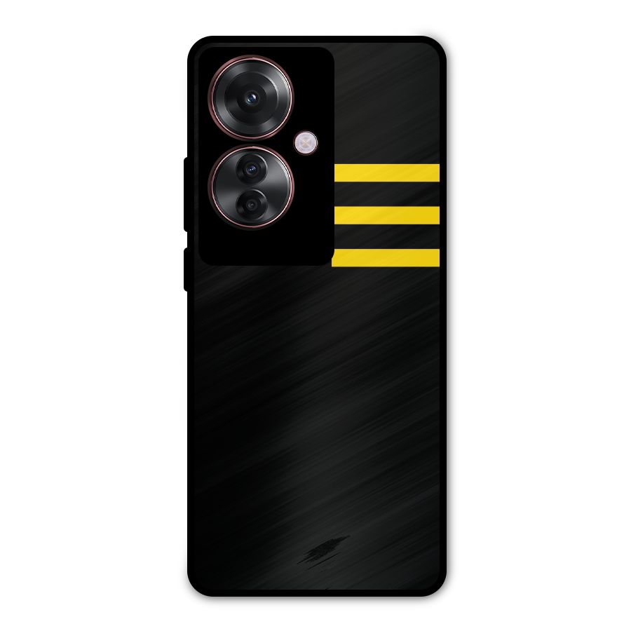 Sports Yellow Stripes Metal Back Case for Oppo F25 Pro
