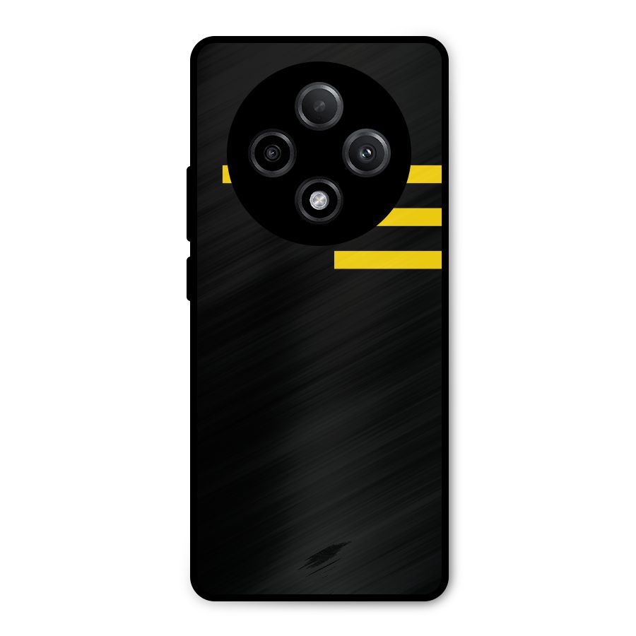Sports Yellow Stripes Metal Back Case for Oppo F27 Pro Plus
