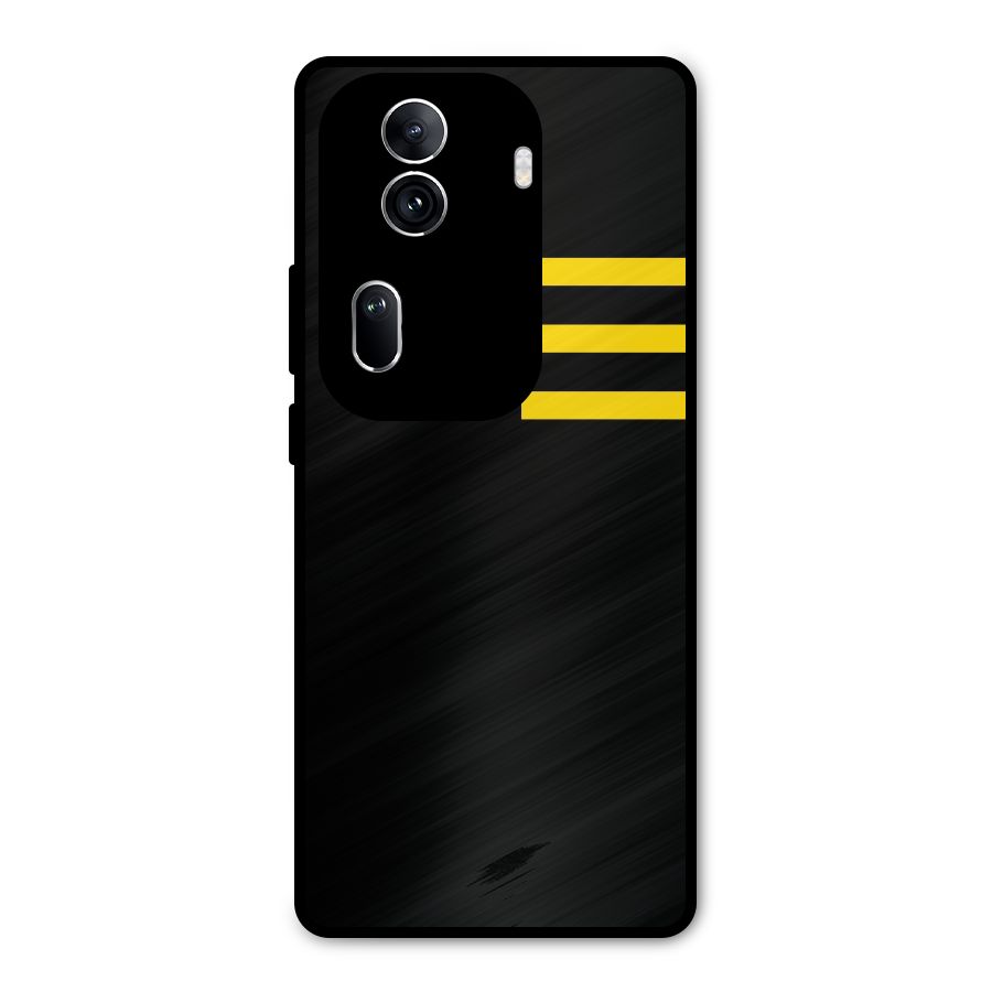 Sports Yellow Stripes Metal Back Case for Oppo Reno11 Pro 5G