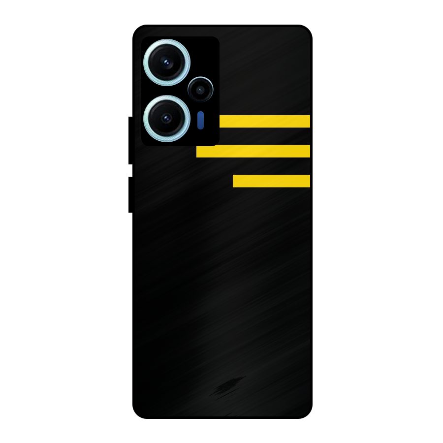 Sports Yellow Stripes Metal Back Case for Poco F5