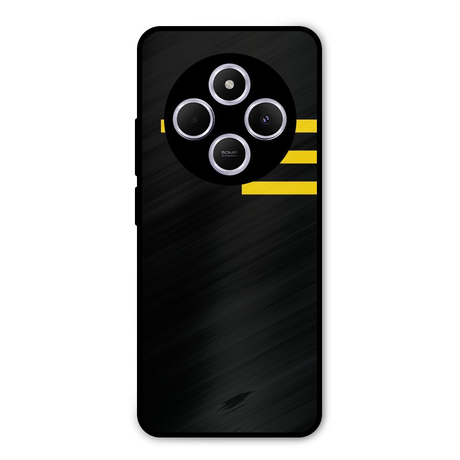 Sports Yellow Stripes Metal Back Case for Poco M7