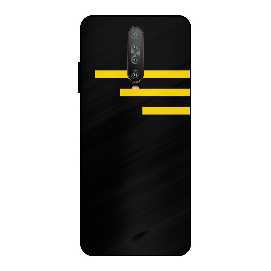 Sports Yellow Stripes Metal Back Case for Poco X2
