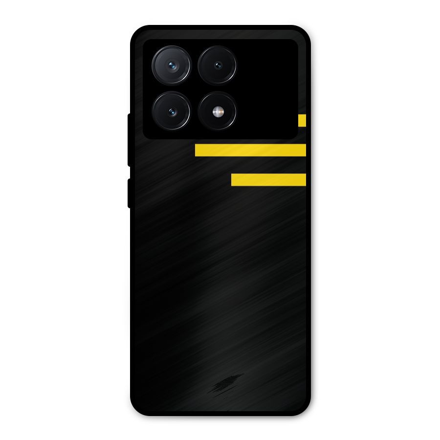Sports Yellow Stripes Metal Back Case for Poco X6 Pro