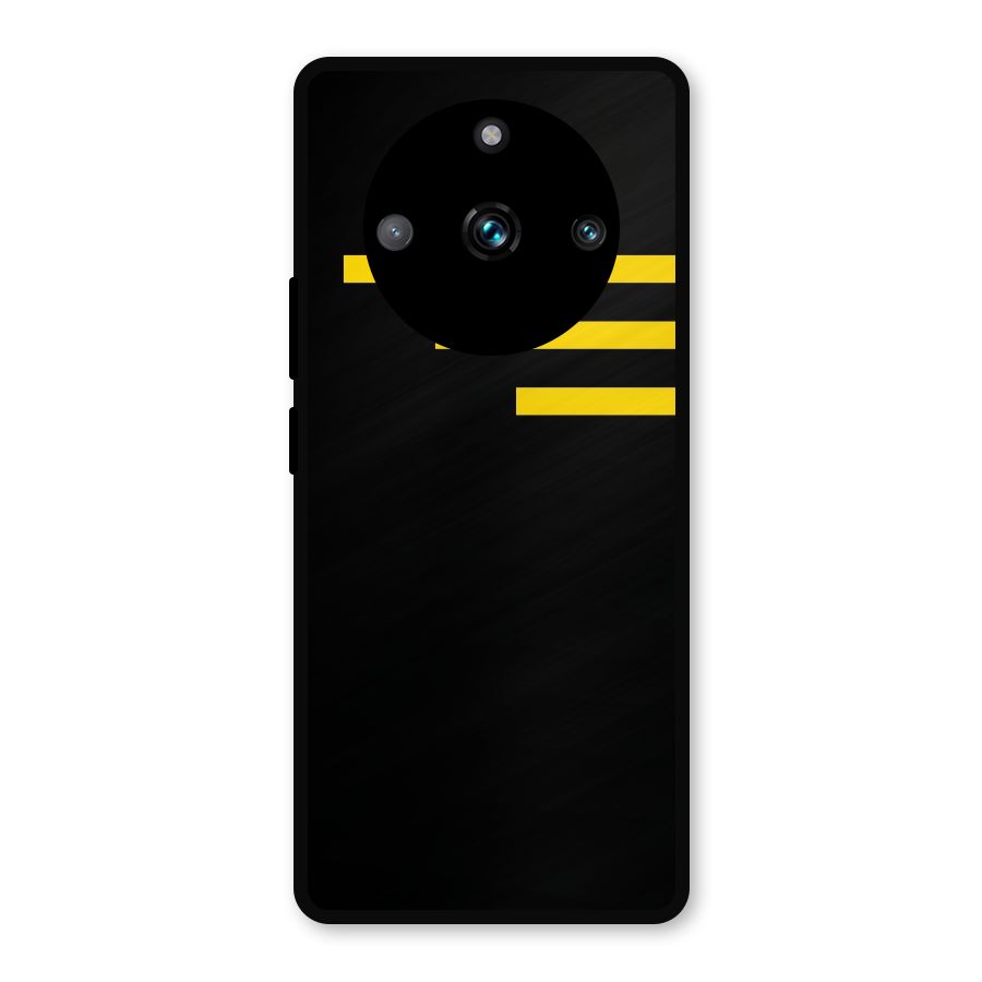 Sports Yellow Stripes Metal Back Case for Realme 11 Pro Plus