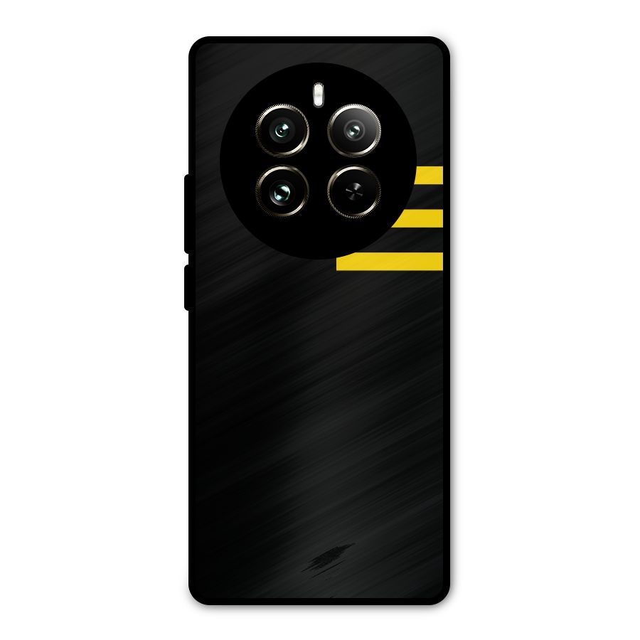 Sports Yellow Stripes Metal Back Case for Realme 12 Pro