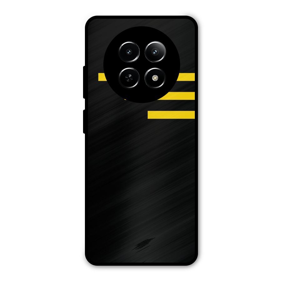 Sports Yellow Stripes Metal Back Case for Realme 12x 5G