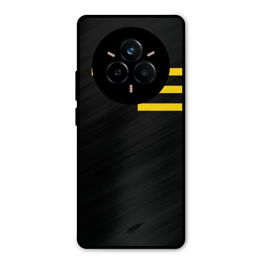Sports Yellow Stripes Metal Back Case for Realme 14 Pro
