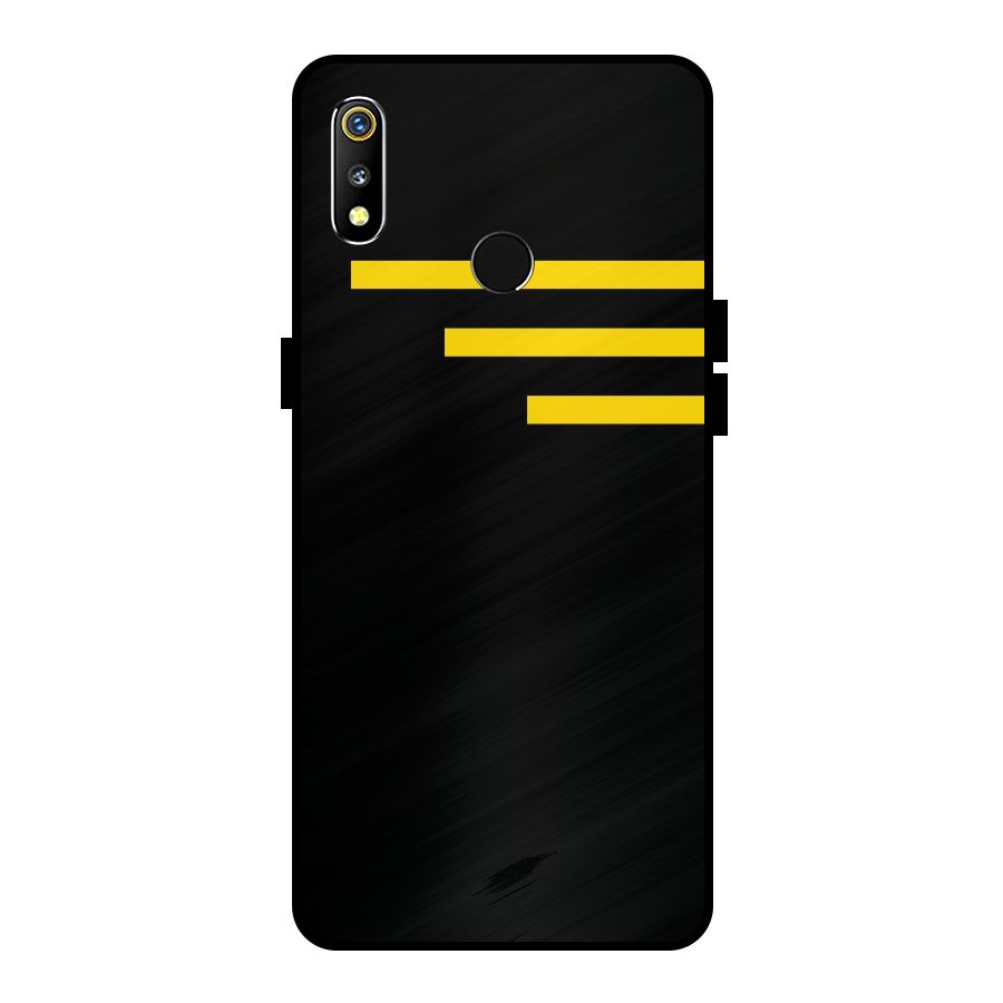 Sports Yellow Stripes Metal Back Case for Realme 3i