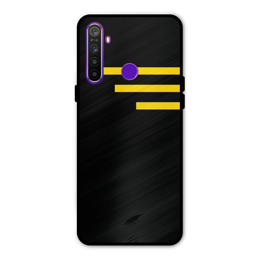 Sports Yellow Stripes Metal Back Case for Realme 5i