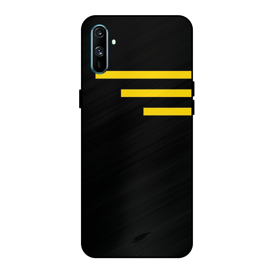 Sports Yellow Stripes Metal Back Case for Realme C3