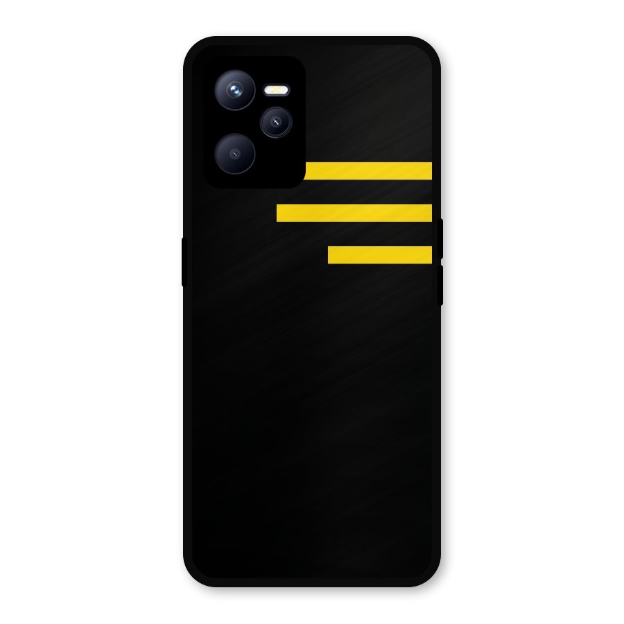 Sports Yellow Stripes Metal Back Case for Realme C35