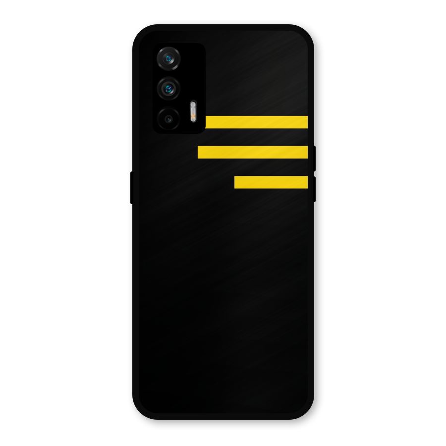Sports Yellow Stripes Metal Back Case for Realme GT 5G