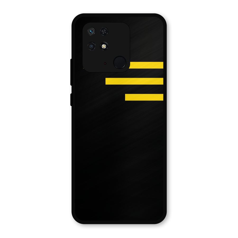 Sports Yellow Stripes Metal Back Case for Redmi 10 Power