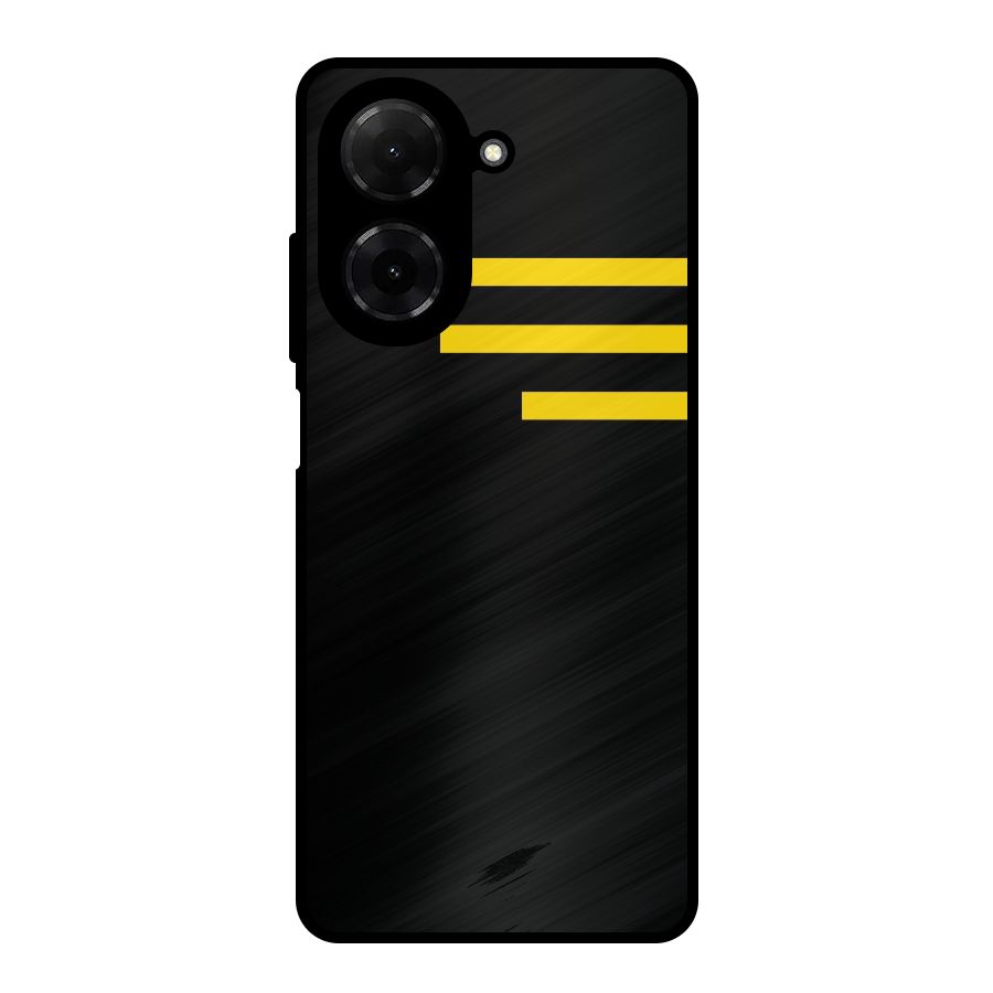 Sports Yellow Stripes Metal Back Case for Redmi A5 4G