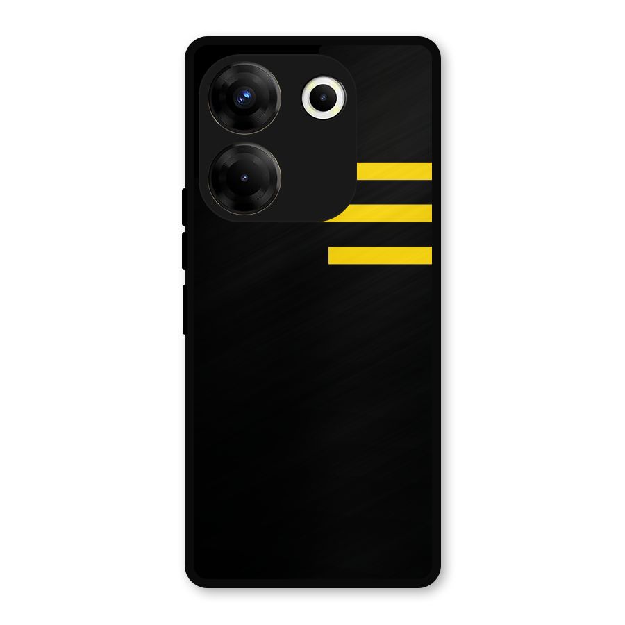 Sports Yellow Stripes Metal Back Case for Tecno Camon 20 Pro
