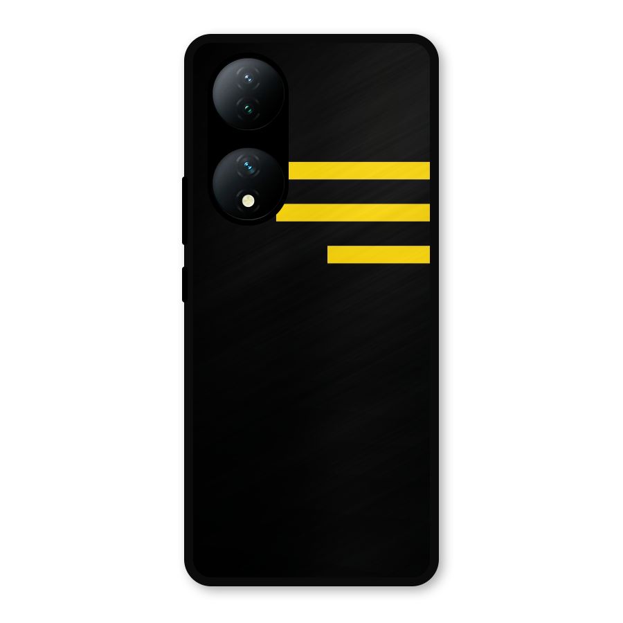 Sports Yellow Stripes Metal Back Case for Vivo T2