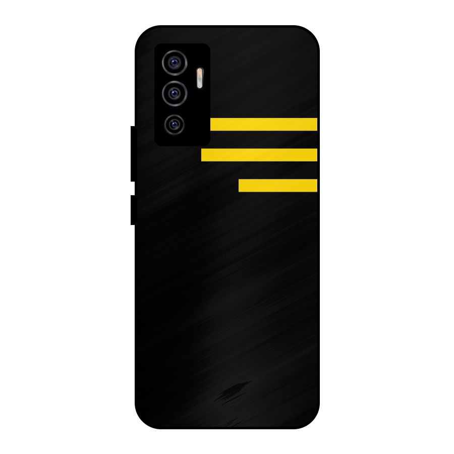 Sports Yellow Stripes Metal Back Case for Vivo V23e