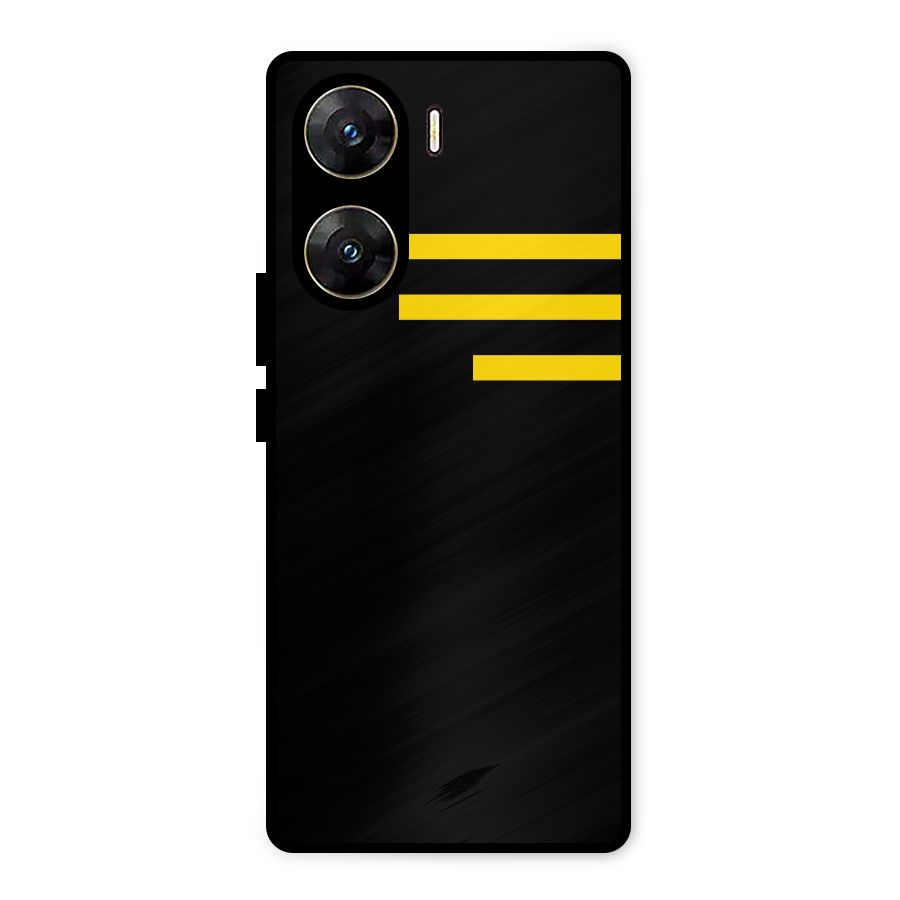 Sports Yellow Stripes Metal Back Case for Vivo V29e