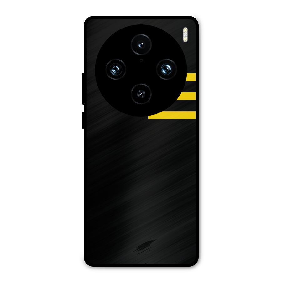 Sports Yellow Stripes Metal Back Case for Vivo X100 Pro