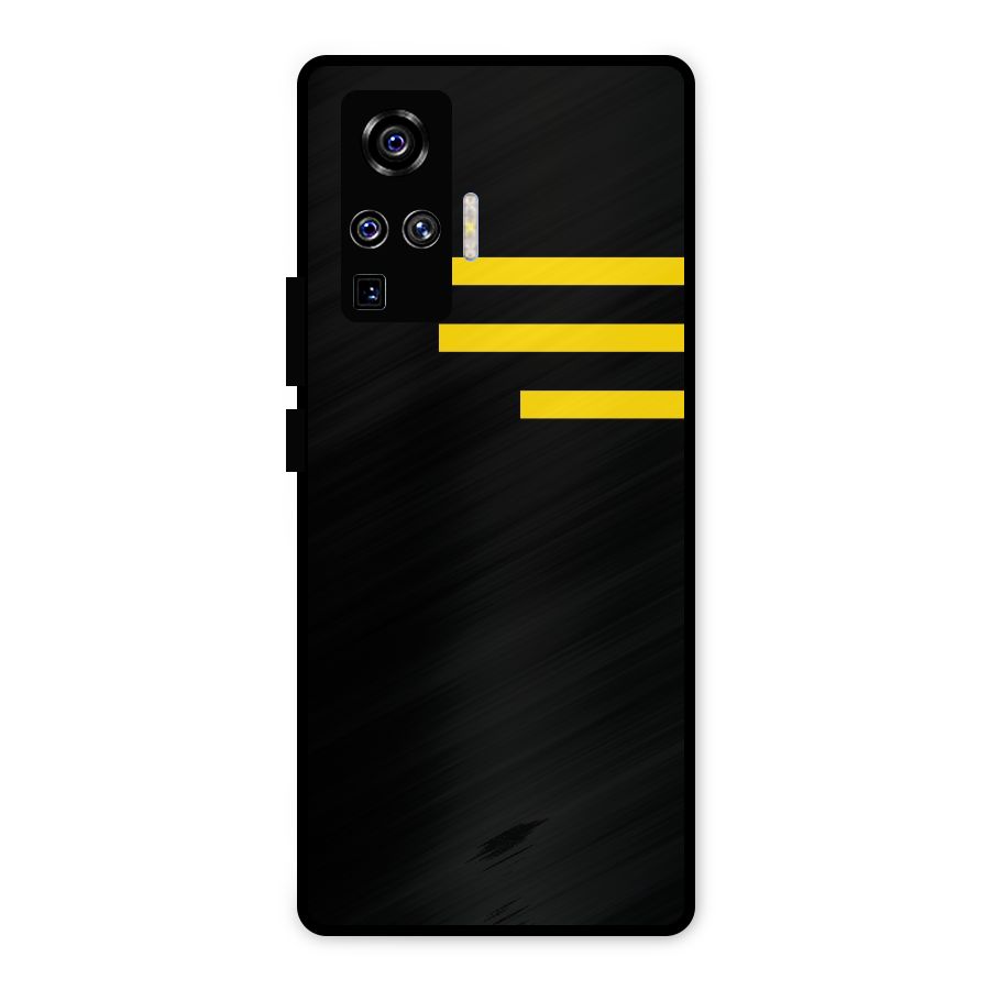 Sports Yellow Stripes Metal Back Case for Vivo X50 Pro