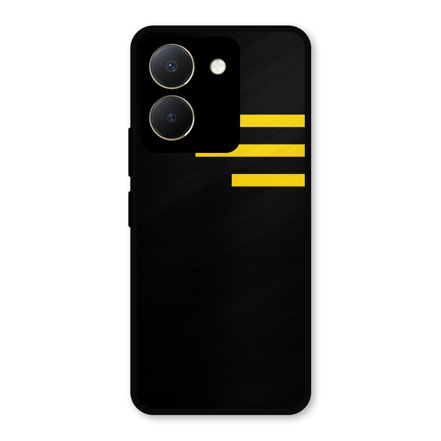 Sports Yellow Stripes Metal Back Case for Vivo Y36