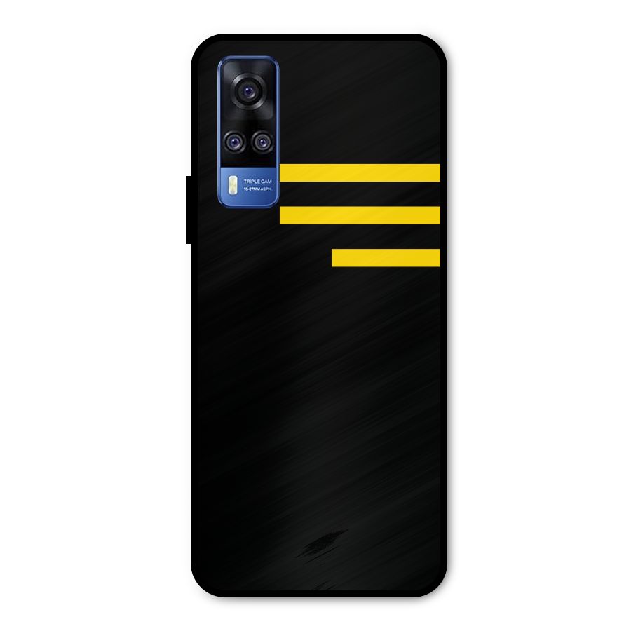 Sports Yellow Stripes Metal Back Case for Vivo Y51A