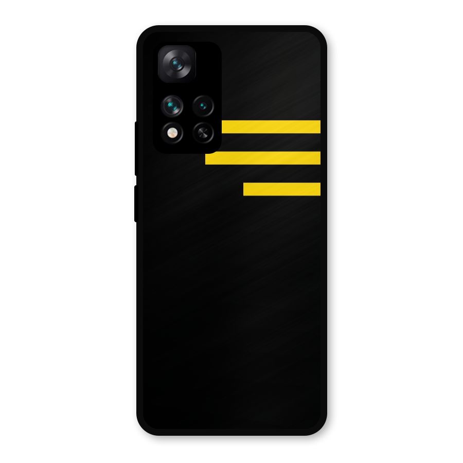 Sports Yellow Stripes Metal Back Case for Xiaomi 11i Hypercharge 5G